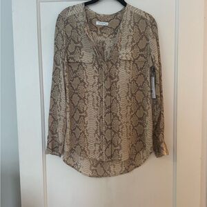 Equipment Khaki/Brown/Cream Snakeskin Blouse